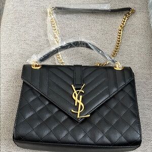 Yves Saint Laurent Black Quilted Shoulder crossbody  Bag  Gold purse YSL new